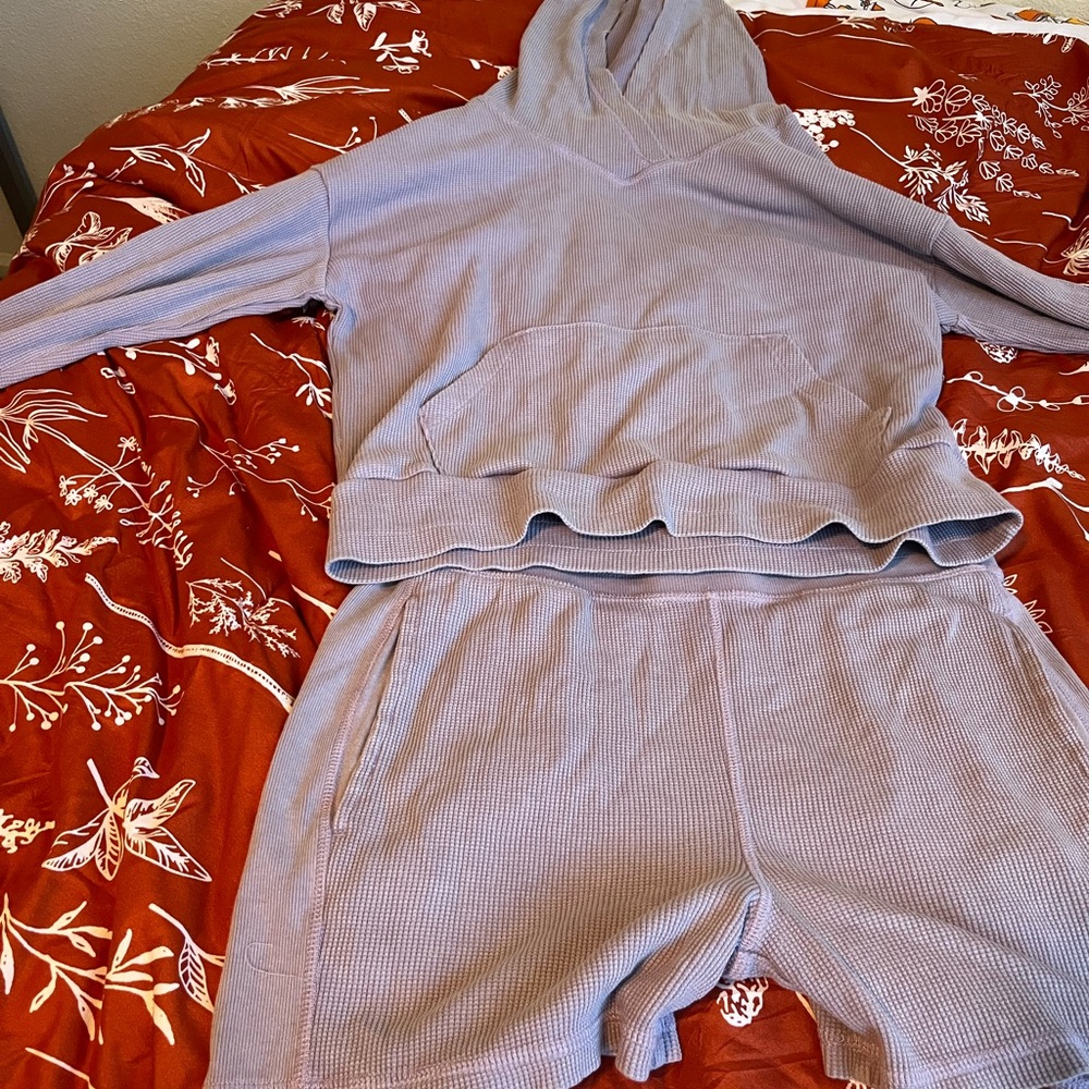 Purple Hoodie and Shorts Set